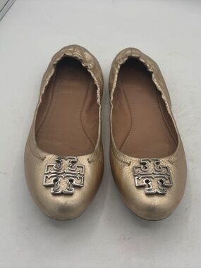 Tory Burch Gold Metallic Melinda Ballet Flats Size 9